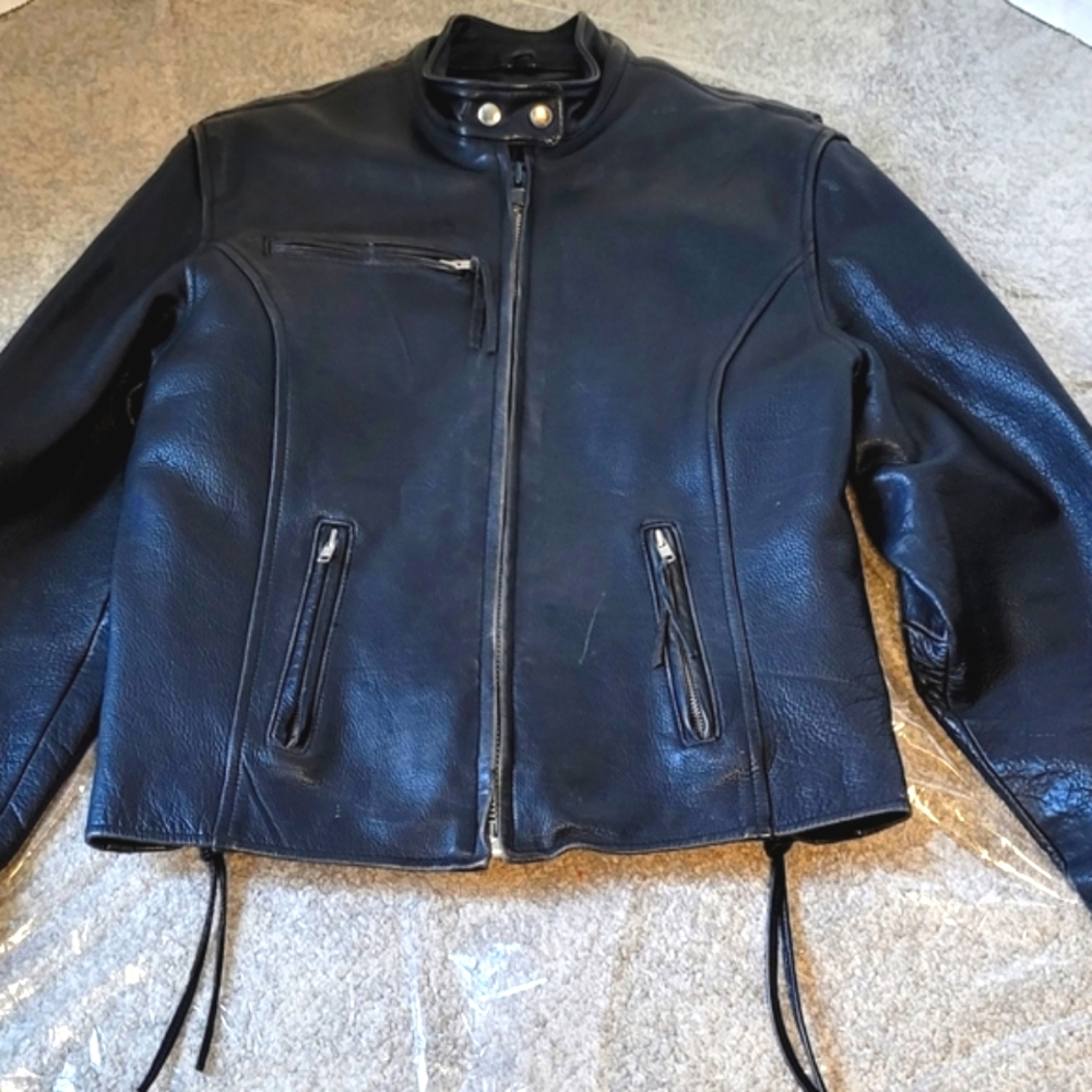 Wilsons Leather Vintage Motorcycle Jacket with Lace Up Side Details